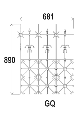 Geländer, kunstvoll gestaltetes Gusseisen-Geländer