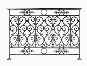 Geländer, kunstvoll gestaltetes Gusseisen-Geländer