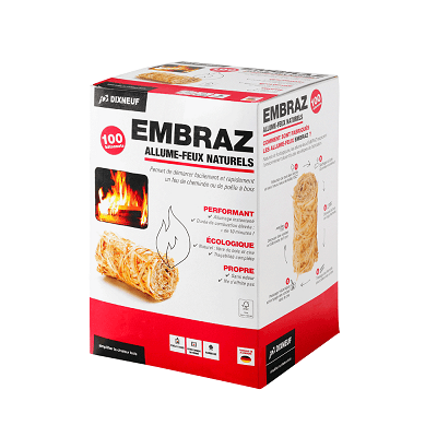 Naturfeueranzünder aus Holzwolle und natürlichem Wachs, Box mit 100 Stück