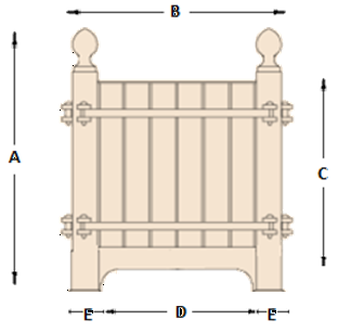 Gesamtabmessungen Orangenbaumkübel castellum