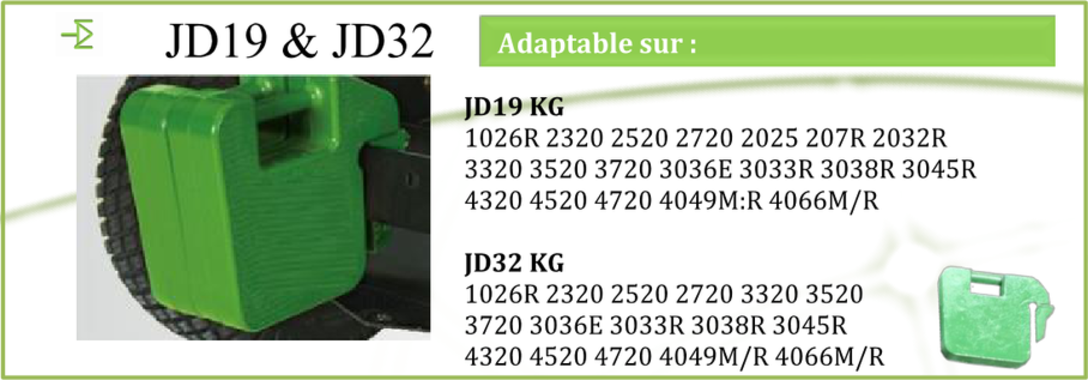 Ballastgewicht für Traktoren motoculteur john deere 19 kg 32 kg