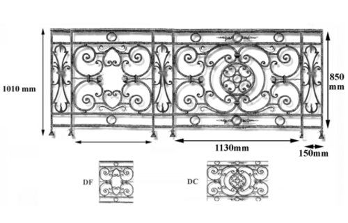 Balustrade Baluster Geländer gusseisen schmiedeeisen DC-DF