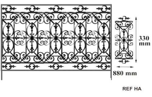 Balustrade Baluster Geländer gusseisen schmiedeeisen HA