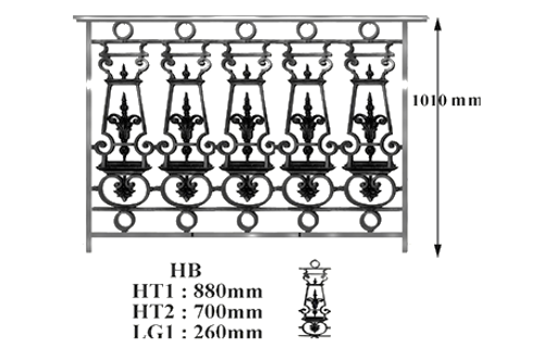 Balustrade Baluster Geländer gusseisen schmiedeeisen HB