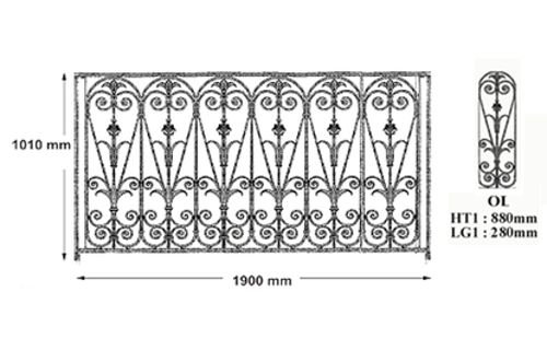 Balustrade Baluster Geländer gusseisen schmiedeeisen OL