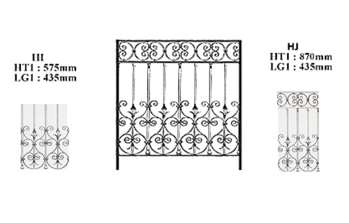 Balustrade Baluster Geländer gusseisen schmiedeeisen HI-HJ